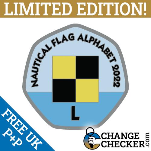 Letter L - Nautical Flag Alphabet 2022 50p Shaped Coins TGBCH Limited Edition
