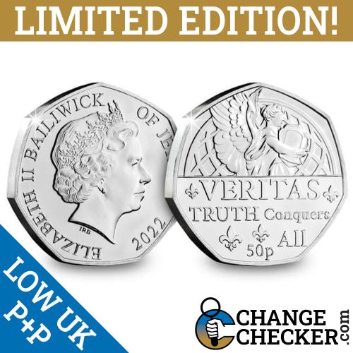 2022 Veritas Truth Conquers All 50p Fifty Pence Jersey BUNC Coin Jubilee Queen