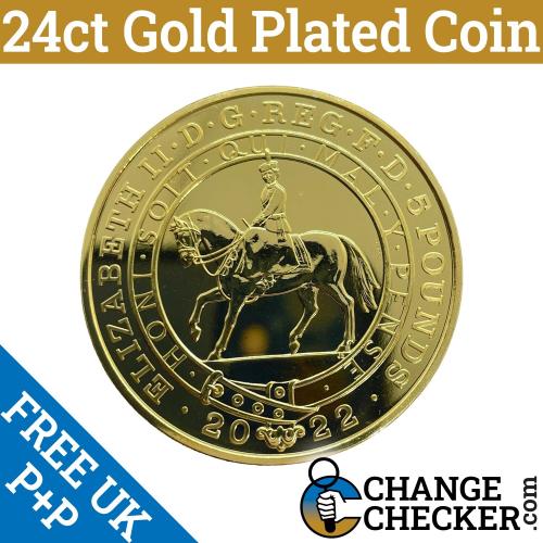 Gold Plated BUNC Platinum Jubilee 2022 £5 Five Pounds Coin Special Obverse Queen