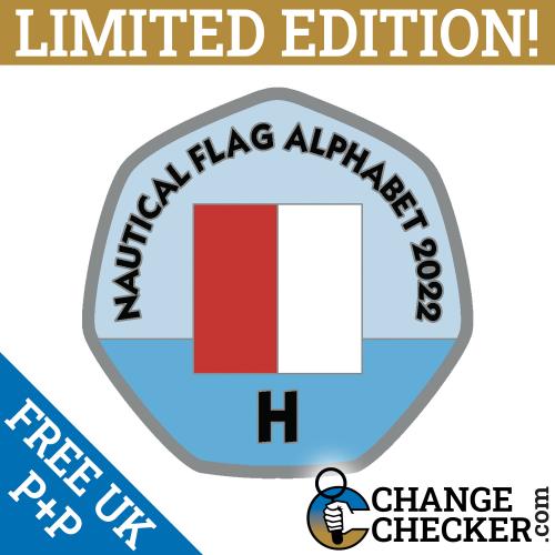 Letter H - Nautical Flag Alphabet 2022 50p Shaped Coins TGBCH Limited Edition