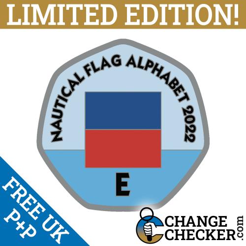 Letter E - Nautical Flag Alphabet 2022 50p Shaped Coins TGBCH Limited Edition