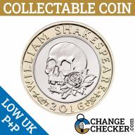 2016 Tragedies Skull Rose William Shakespeare Writing Correct Way Up Heads £2  