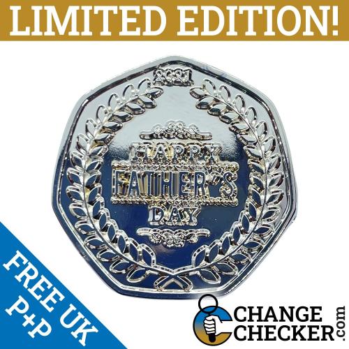 TGBCH Happy Fathers Day Wreath Rare 50p Novelty Coin Limited Edition of 100