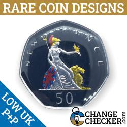 2019 Britannia 50p Coin Multi Colour Coloured Unique Rare Enamelled Limited Edit