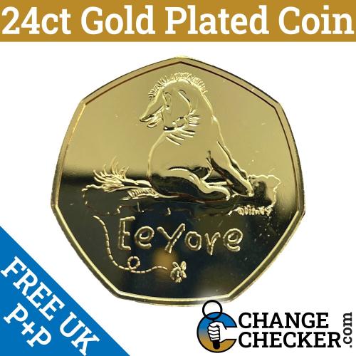 Gold Plated Eeyore 2022 50p Coin BUNC 5th Portrait Winnie The Pooh & Friends