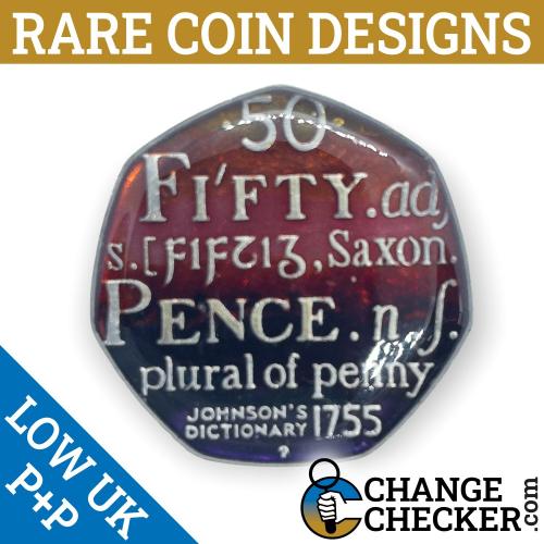 2005 Johnson's Dictionary 50p Coin Multi Colour Coloured Unique Rare Enamel