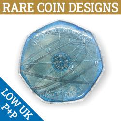 2017 Sir Isaac Newton 50p Coin Blue Colour Unique Rare Enamelled Limited Edition