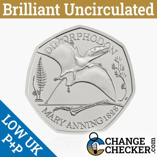 Naked Dimorphodon BU 50p Coin Brilliant Uncirculated - No Packaging In Stock Now