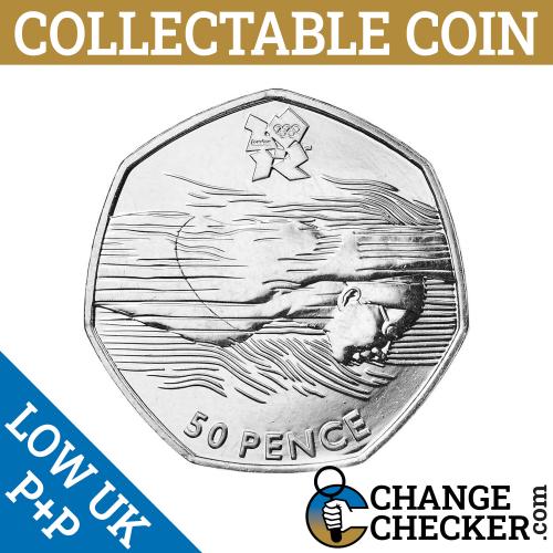 2011 Swimming Aquatics 50p 2012 Olympic Rare Coins Circulated Condition Olympics