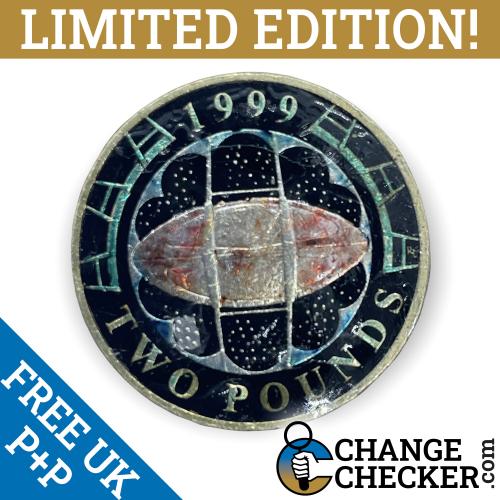 1999 Rugby £2 Two Pounds Coin Multi Colour Coloured Unique Rare Enamelled
