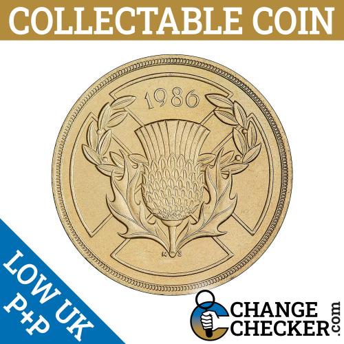 1986 Scotland Commonwealth Games Thistle Writing Upside Down Tails Side Up £2