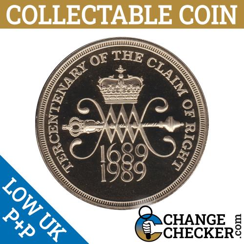 1989 Tercentenary The Claim Of Rights Two Pounds £2 Circulated No Writing Edge