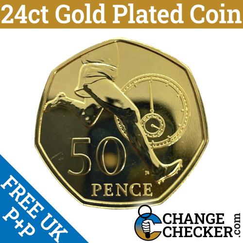 Gold Plated Roger Bannister 2019 50p Coin BUNC  24ct Four 4 Minute Mile NIFC