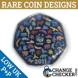 2011 WWF 50p Coin Multi Colour Coloured Unique Rare Enamel Limited Edition