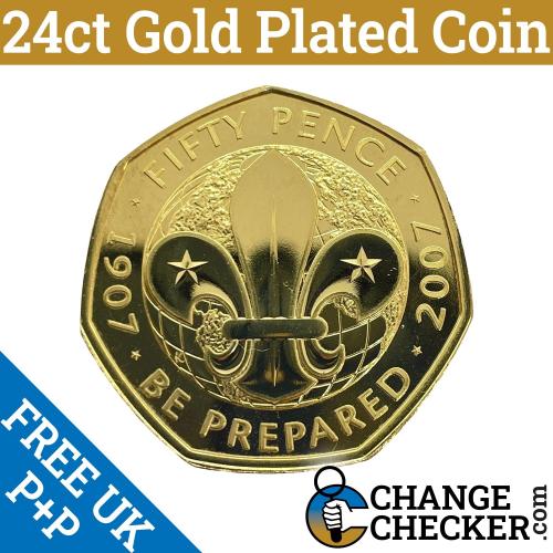 Gold Plated Scouts Be Prepared 2019 50p Coin BUNC 5th Portrait 24ct 1907 2007