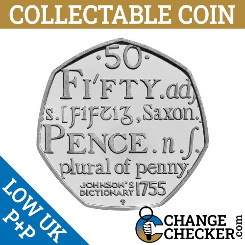 2005 Johnson's Dictionary 50p Fifty Pence Coin Circulated Condition