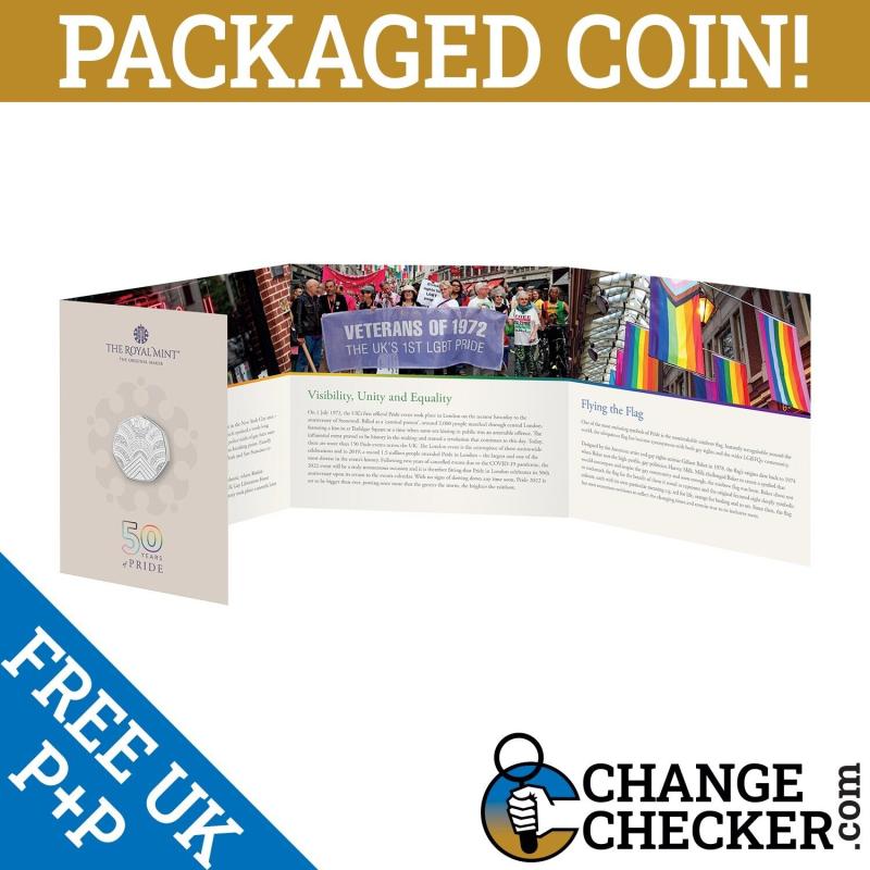 50 Years of Pride 2022 50p Royal Mint Packaged BUNC Coin LGBTQ+ Pride UK IN STOC