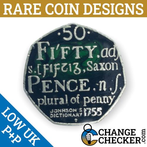 2005 Johnson's Dictionary 50p Coin Multi Colour Coloured Unique Rare Enamel