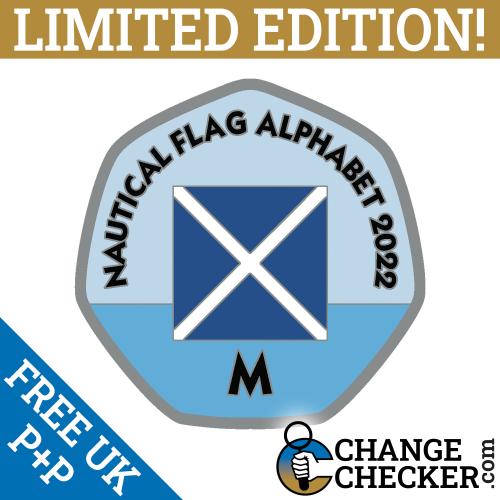Letter M - Nautical Flag Alphabet 2022 50p Shaped Coins TGBCH Limited Edition