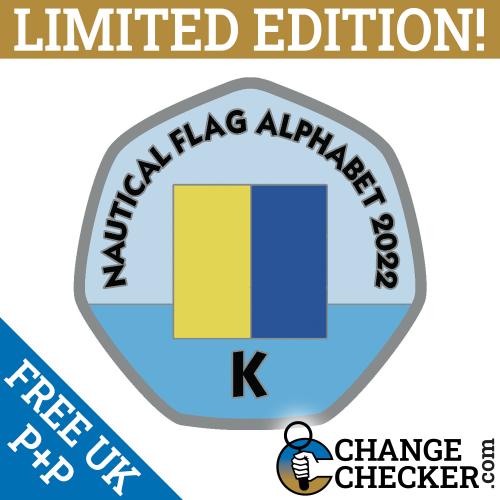 Letter K - Nautical Flag Alphabet 2022 50p Shaped Coins TGBCH Limited Edition Pr