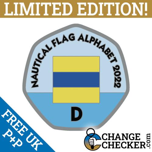 Letter D - Nautical Flag Alphabet 2022 50p Shaped Coins TGBCH Limited Edition