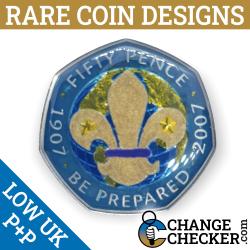 2019 Scouts Movement 50p Coin Multi Colour Coloured Unique Rare Enamel Scouting