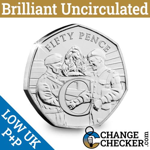 2020 Soldiers Shaking Hands C 50p Fifty Isle of Man BUNC Coin IOM VE Day 75th