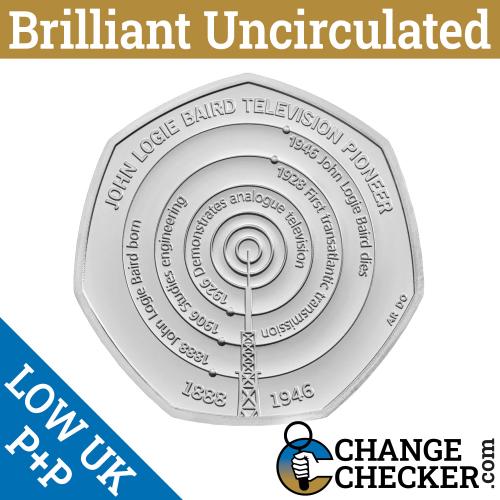 Naked John Logie Baird BU 50p Coin 2021 Brilliant Uncirculated - In Stock Now