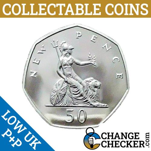 1971 Elizabeth II  Fifty Pence 50p Britannia (Large) Proof Coin QE 2nd Mintage 0