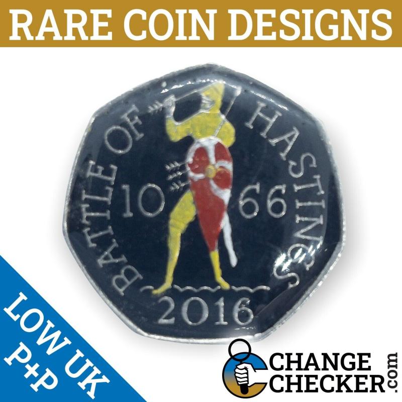 2016 Battle of Hastings 50p Coin Multi Colour Coloured Unique Rare Enamel Limite