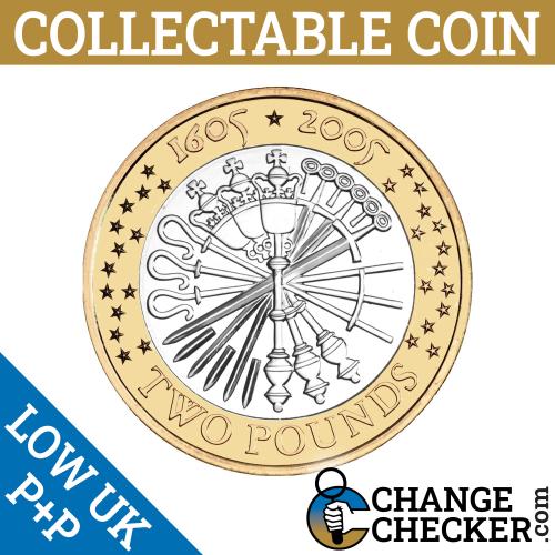 Gunpowder Plot 2005 Remember Remember Writing Upside Down Tails Side Up £2 Coin