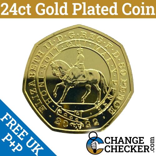 Gold Plated BUNC Platinum Jubilee 2022 50p Coin Special Obverse Queen Elizabeth