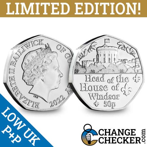 2022 Head of the House of Windsor 50p Fifty Pence Guernsey BUNC Coin Jubilee ER