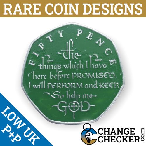 2018 Isle of Man Coronation Oath 50p Coin Colour Coloured Unique Rare Enamelled