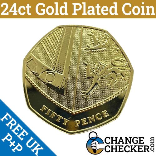 Gold Plated Shield Reverse 2010 50p Coin BUNC NIFC 4th Portrait Brilliant 24ct