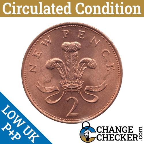 1975 2p Two Pence Coins Prince Of Wales Feathers Good Circulated Condition