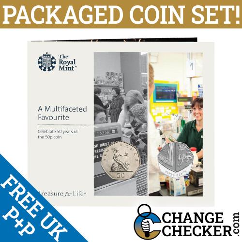 50 Years of the 50p coin 2-Coin Historic Set - Brilliant Uncirculated Royal Mint