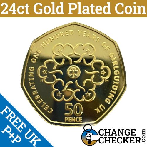 Gold Plated Girlguiding 2019 50p Coin BUNC Scouts Girl Guides NIFC 5th Portrait