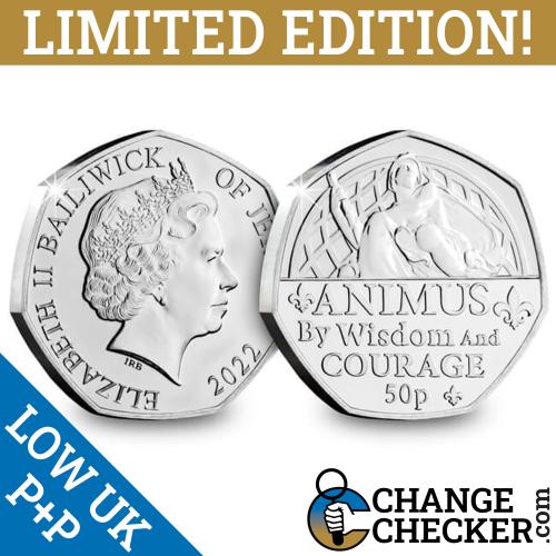 2022 Animus By Wisdom and Courage 50p Fifty Pence Jersey BUNC Coin Jubilee Queen