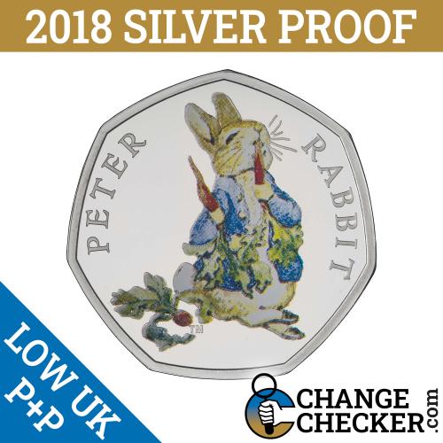 2018 Rare Silver Proof 50p Beatrix Potter Peter Rabbit Munching Carrot Brand New