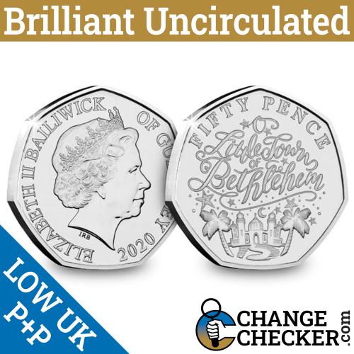 2020 O Little Town of Bethlehem 50p Fifty Guernsey BUNC Coin Christmas Carols