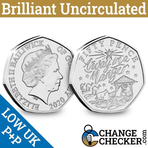2020 Away in a Manger 50p Fifty Guernsey BUNC Coin Christmas Carols