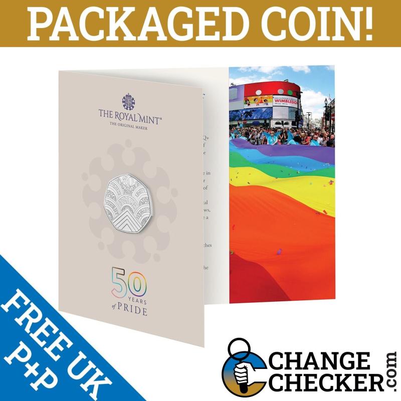 50 Years of Pride 2022 50p Royal Mint Packaged BUNC Coin LGBTQ+ Pride UK IN STOC