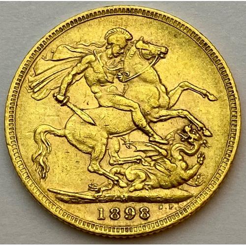 1898 Full Sovereign Old Head Victoria - Melbourne
