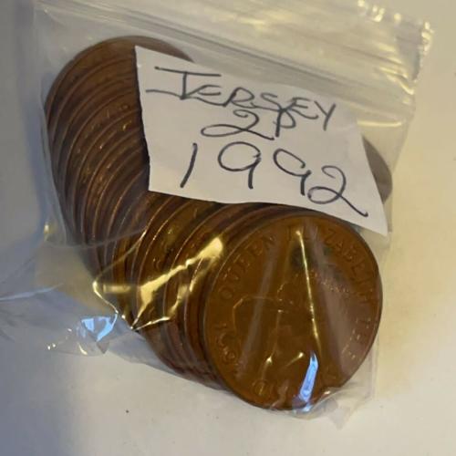 Jersey 1992 2p Decimal Two Pence Channel Islands VAT Receipt Given