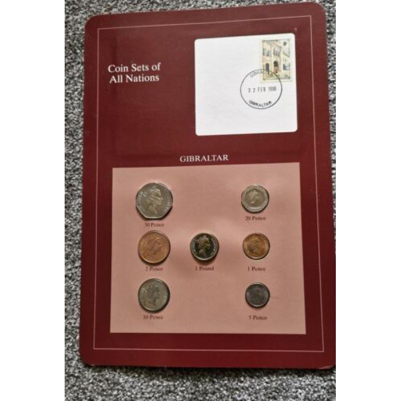 Coin Sets Of All Nations- GIBRALTAR  Candy Tuft 50p, National Day £1