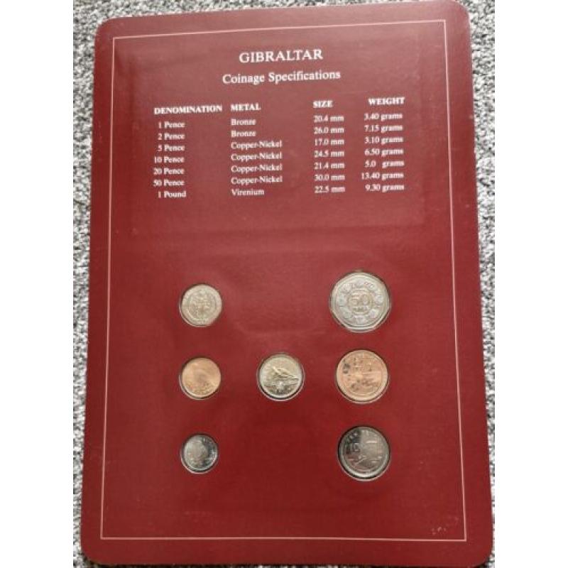 Coin Sets Of All Nations- GIBRALTAR  Candy Tuft 50p, National Day £1