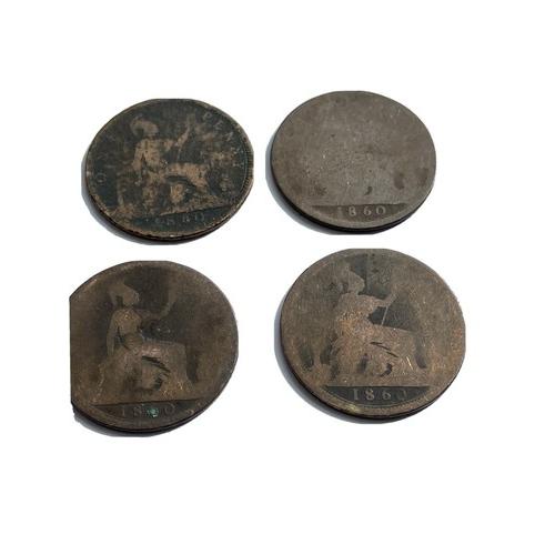 1860 Queen Victoria Bun Head Penny 1d History Coin Pre Decimal Victorian Poor