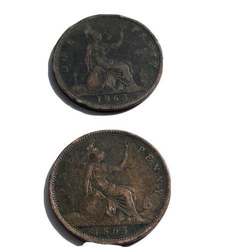 1861 Queen Victoria Bun Head Penny 1d History Coin Pre Decimal Victorian Medium