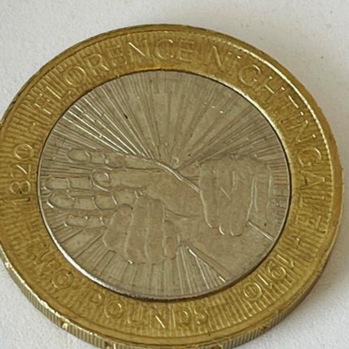 Florence Nightingale 2010 Writing Upside Down Tails Side Up £2 Coin